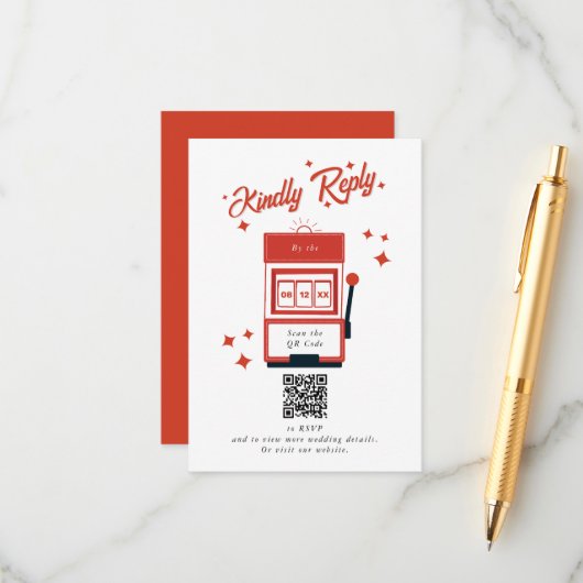 Las Vegas Casino Bestemming Huwelijk Rood Informatiekaartje (Voorkant / Achterkant in situ)