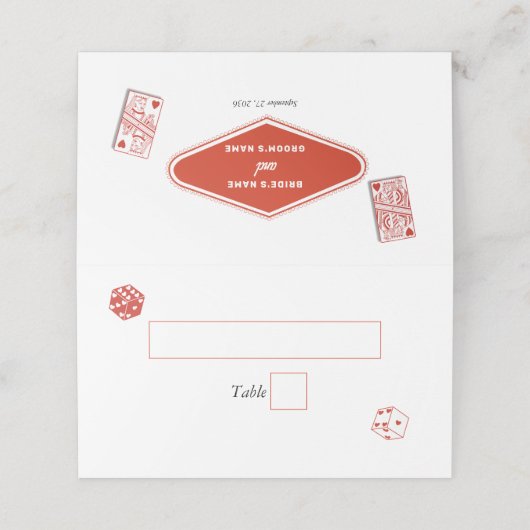 Las Vegas Casino Bestemming Huwelijk Rood Plaatskaartje (Buitenkant ongevouwen)