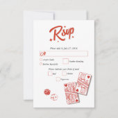 Las Vegas Casino Bestemming Huwelijk Rood RSVP Kaartje (Voorkant)