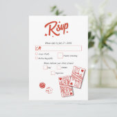 Las Vegas Casino Bestemming Huwelijk Rood RSVP Kaartje (Staand voorkant)