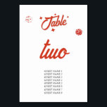 Las Vegas Casino Bestemming Huwelijk Rood Wit Tab Kaart<br><div class="desc">Een unieke hand getekend Las Vegas Casino thema bruiloft ontwerp. Een moderne bestemming Las Vegas, Nevada bruiloft thema met speelkaarten, casino gokken thema illustraties. Een rood en wit Las Vegas bruiloft tafel nummer kaart ontwerp ideaal voor casino thema bruiloften. Bijpassende huwelijksuitnodigingen en andere briefpapier items zijn ook beschikbaar. Pas het...</div>