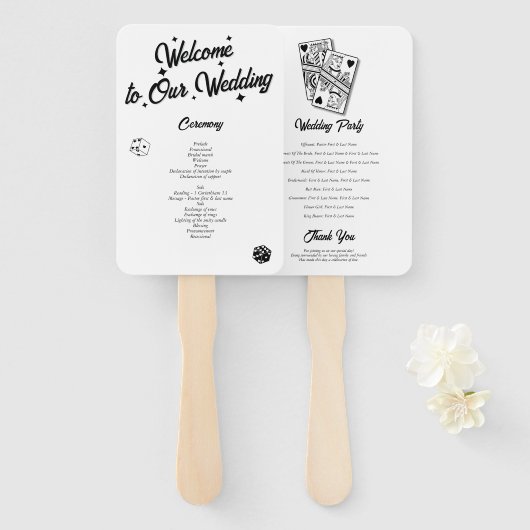 Las Vegas Casino Bestemming Huwelijk Zwart Handwaaier (Voorkant en achterkant)