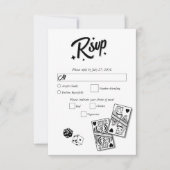 Las Vegas Casino Bestemming Huwelijk Zwart RSVP Kaartje (Voorkant)