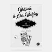 Las Vegas Casino Bestemming Huwelijk Zwart Wit Acryl Bord (Voorkant)