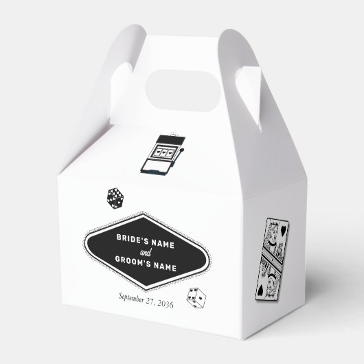 Las Vegas Casino Bestemming Huwelijk Zwart Wit Bedankdoosjes (Voorkant Zijde)