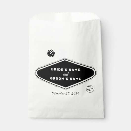 Las Vegas Casino Bestemming Huwelijk Zwart Wit Bedankzakje (Voorkant)