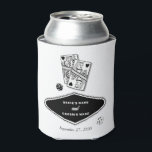 Las Vegas Casino Bestemming Huwelijk Zwart Wit Blikjeskoeler<br><div class="desc">Een unieke hand getekend Las Vegas Casino thema bruiloft ontwerp. Een moderne bestemming Las Vegas,  Nevada bruiloft thema met speelkaarten,  casino gokken thema illustraties. Een zwart-wit Las Vegas bruiloft koelbox voorkeur ontwerp ideaal voor casinothema bruiloften. Bijpassende huwelijksuitnodigingen en andere briefpapier items zijn ook beschikbaar.</div>