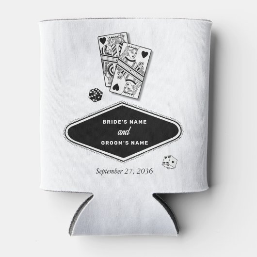 Las Vegas Casino Bestemming Huwelijk Zwart Wit Blikjeskoeler (Voorkant)