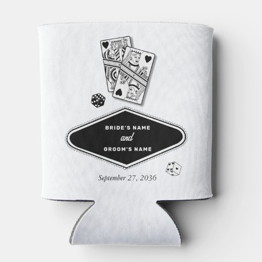 Las Vegas Casino Bestemming Huwelijk Zwart Wit Blikjeskoeler (Achterkant)