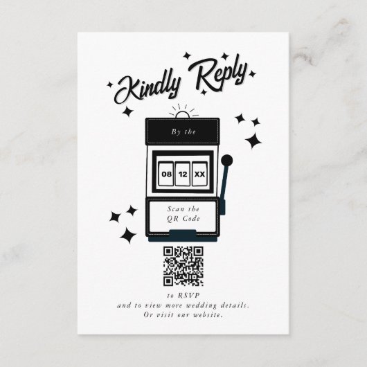 Las Vegas Casino Bestemming Huwelijk Zwart Wit Informatiekaartje (Voorkant)