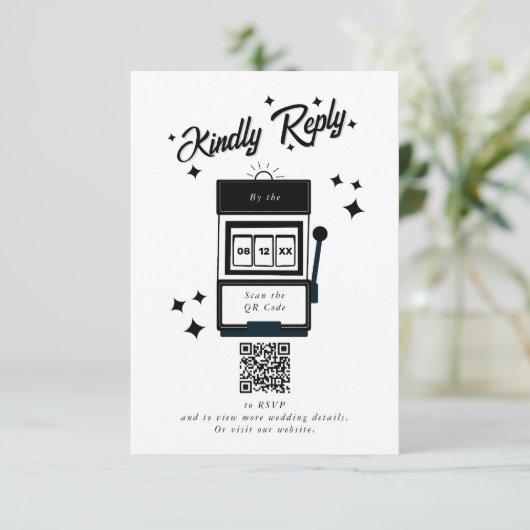 Las Vegas Casino Bestemming Huwelijk Zwart Wit Informatiekaartje (Staand voorkant)