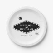 Las Vegas Casino Bestemming Huwelijk Zwart Wit Papieren Bordje (Voorkant)