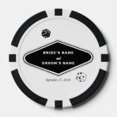 Las Vegas Casino Bestemming Huwelijk Zwart Wit Poker Chips (Voorkant)