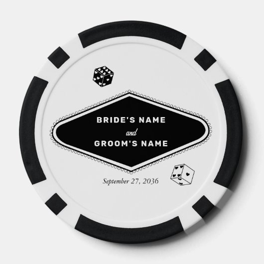 Las Vegas Casino Bestemming Huwelijk Zwart Wit Poker Chips (Achterkant)