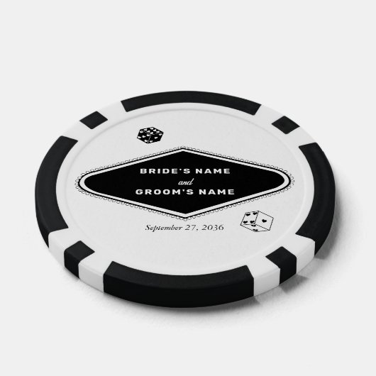 Las Vegas Casino Bestemming Huwelijk Zwart Wit Poker Chips (Enkel)