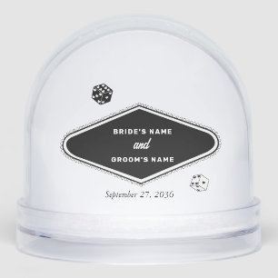 Las Vegas Casino Bestemming Huwelijk Zwart Wit Sneeuwbol