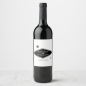 Las Vegas Casino Bestemming Huwelijk Zwart Wit Wijn Etiket (Voorkant)