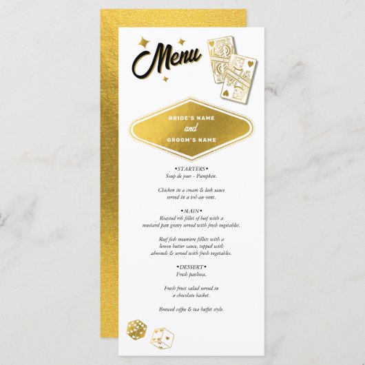 Las Vegas Casino Bestemming Wedding Gold Menu (Voorkant / Achterkant)