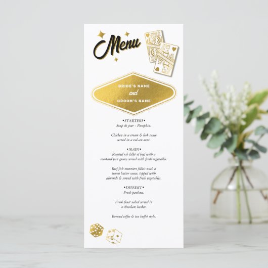 Las Vegas Casino Bestemming Wedding Gold Menu (Staand voorkant)