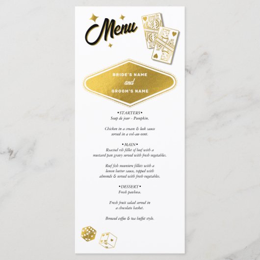 Las Vegas Casino Bestemming Wedding Gold Menu (Voorkant)
