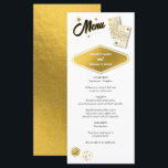 Las Vegas Casino Bestemming Wedding Gold Menu<br><div class="desc">Een unieke hand getekend Las Vegas Casino thema bruiloft ontwerp. Een moderne bestemming Las Vegas,  Nevada bruiloft thema met speelkaarten,  casino gokken thema illustraties. Een faux gouden Las Vegas bruiloft menu kaart ontwerp ideaal voor casino thema bruiloften. Bijpassende huwelijksuitnodigingen en andere briefpapier items zijn ook beschikbaar.</div>
