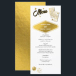 Las Vegas Casino Bestemming Wedding Gold Menu<br><div class="desc">Een unieke hand getekend Las Vegas Casino thema bruiloft ontwerp. Een moderne bestemming Las Vegas,  Nevada bruiloft thema met speelkaarten,  casino gokken thema illustraties. Een faux gouden Las Vegas bruiloft menu kaart ontwerp ideaal voor casino thema bruiloften. Bijpassende huwelijksuitnodigingen en andere briefpapier items zijn ook beschikbaar.</div>