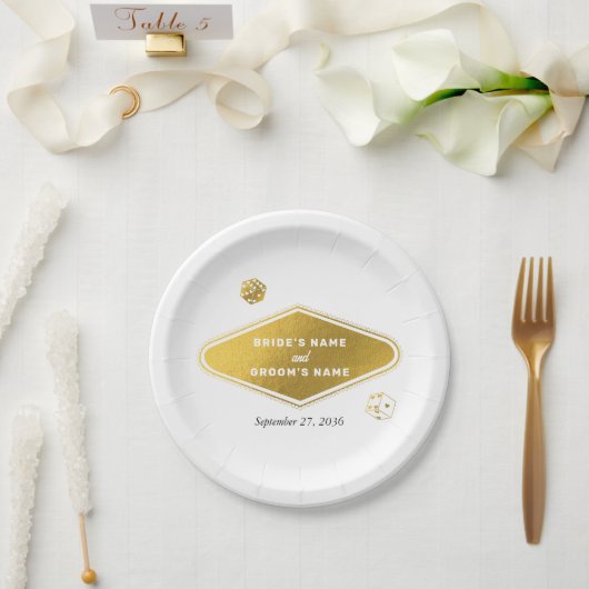 Las Vegas Casino Bestemming Wedding Gold Papieren Bordje (Huwelijk)