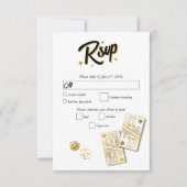 Las Vegas Casino Bestemming Wedding Gold RSVP Kaartje (Voorkant)