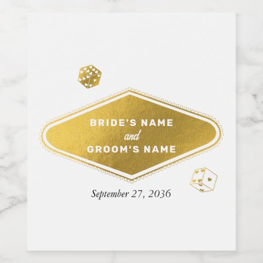Las Vegas Casino Bestemming Wedding Gold Wijn Etiket (Enkel label)