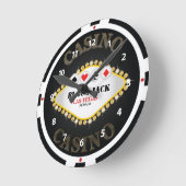 Las Vegas Casino Black Jack Chip Wall Clock Ronde Klok (Hoek)