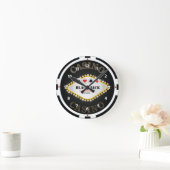 Las Vegas Casino Black Jack Chip Wall Clock Ronde Klok (Huis)