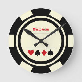 Las Vegas Casino Black of White Poker Chip Ronde Klok