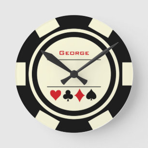 Las Vegas Casino Black of White Poker Chip Ronde Klok