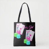 Las Vegas Casino Blackjack En Chips Lucky Girl Tote Bag (Voorkant)