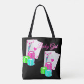 Las Vegas Casino Blackjack En Chips Lucky Girl Tote Bag (Achterkant)