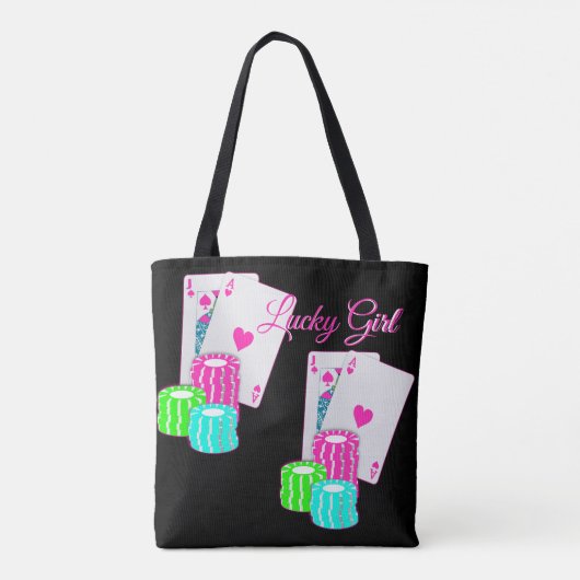Las Vegas Casino Blackjack En Chips Lucky Girl Tote Bag (Achterkant)