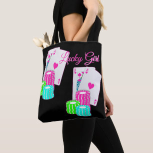 Las Vegas Casino Blackjack En Chips Lucky Girl Tote Bag