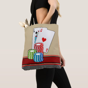 Las Vegas Casino Blackjack Kaarten en chips op Tan Tote Bag