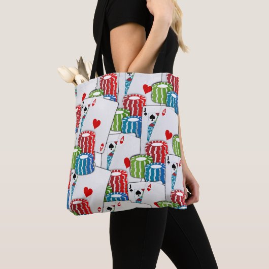 Las Vegas Casino Blackjack Kaarten en chips Tote Bag (Dichtbij)