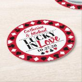 Las Vegas Casino Bruiloft Bewaar de datum Ronde Kartonnen Onderzetter (Gebogen)