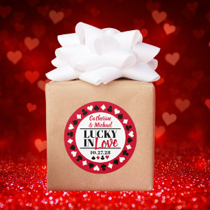 Las Vegas Casino Bruiloft Bewaar de datum Ronde Sticker