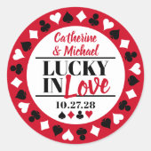 Las Vegas Casino Bruiloft Bewaar de datum Ronde Sticker (Voorkant)
