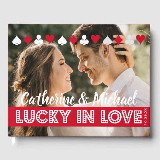 Las Vegas Casino Bruiloft Foto Rood & Wit Gastenboek (Voorkant)