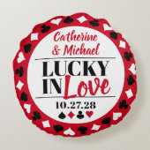 Las Vegas Casino Bruiloft Jubileum Rond Kussen (Achterkant)