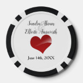 Las Vegas | Casino Bruiloft Rode harten Poker Chips (Achterkant)