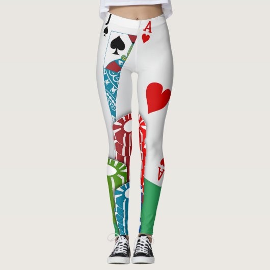 Las Vegas Casino Card Game Blackjack Poker Leggings (Voorkant)