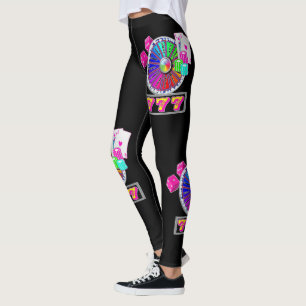 Las Vegas Casino Cards Chips Dice 7 en Wheel Leggings
