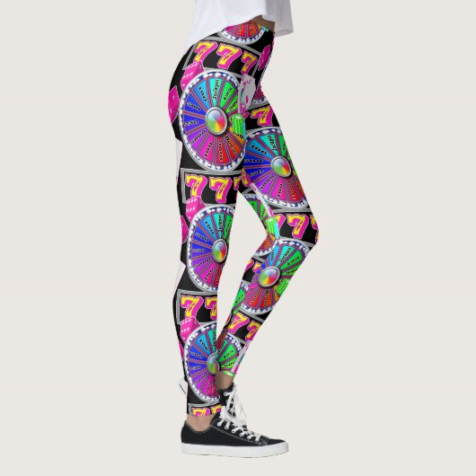 Las Vegas Casino Cards Chips Dice 7 en Wheel Leggings (Rechts)