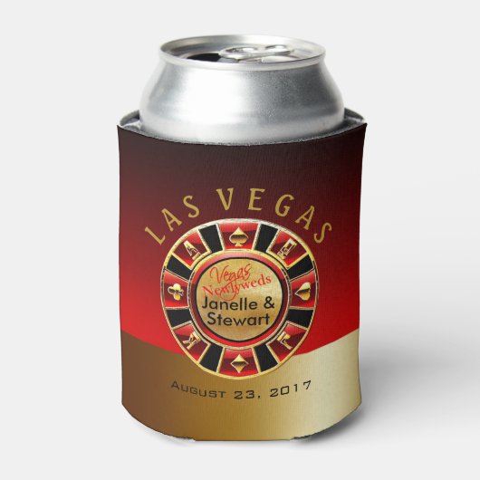 Las Vegas Casino Chip Bruiloft | rood goud Blikjeskoeler (Blikje Voorkant)