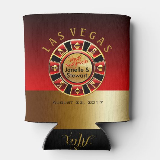 Las Vegas Casino Chip Bruiloft | rood goud Blikjeskoeler (Achterkant)